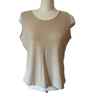 NY Collection Shimmery Gold Shell Tank Sz Large Womens